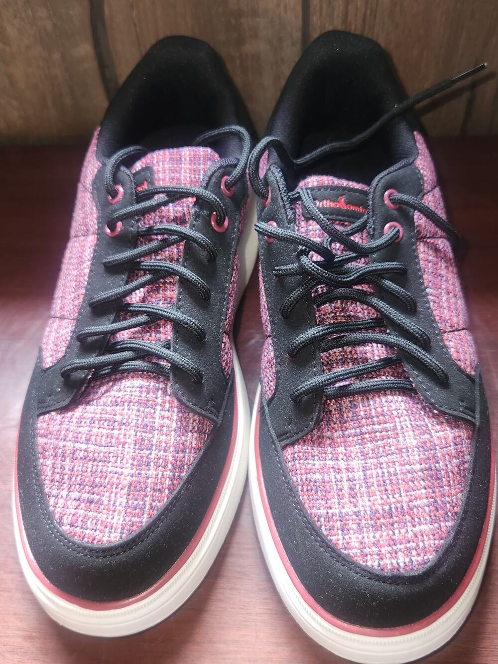 OrthoComfoot Pink Plaid Tweed Platform Sneakers Women's Size 10